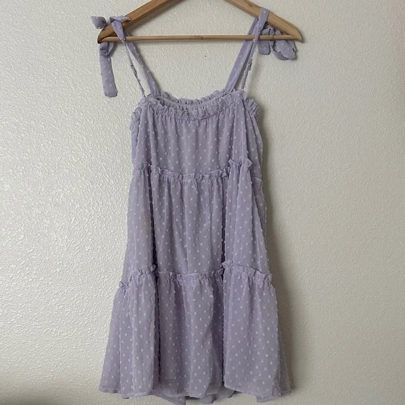 Light Lavender Swiss Dot Tie-Strap Sundress - Picture 2 of 3